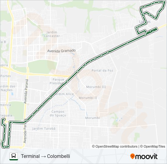 Mapa da linha 0225 TRÊS LAGOAS (CENTRO) de ônibus