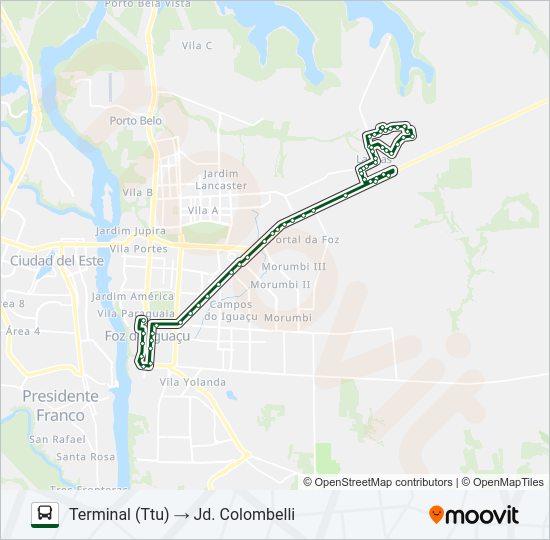 Mapa da linha 0225 TRÊS LAGOAS (CENTRO) de ônibus