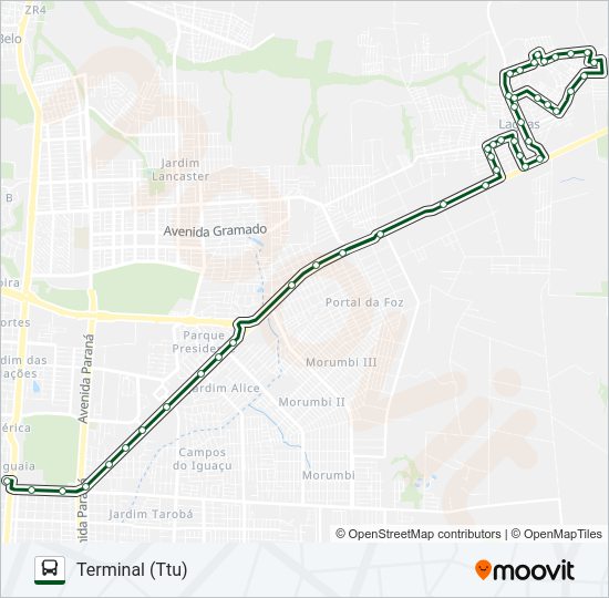Mapa da linha 0225 TRÊS LAGOAS (CENTRO) de ônibus