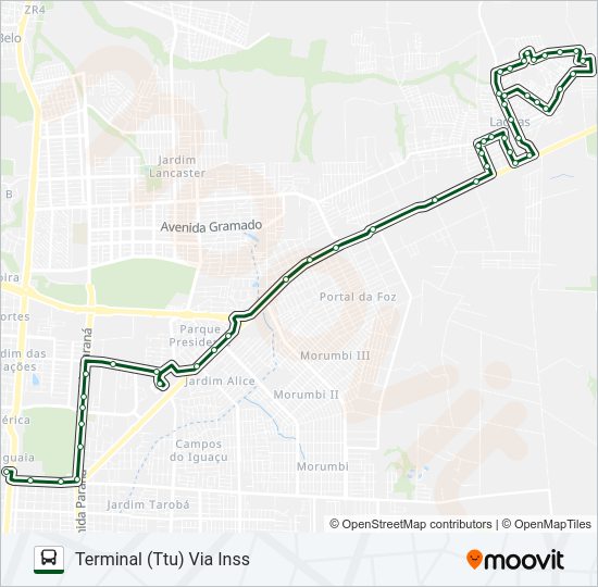 Mapa da linha 0225 TRÊS LAGOAS (CENTRO) de ônibus