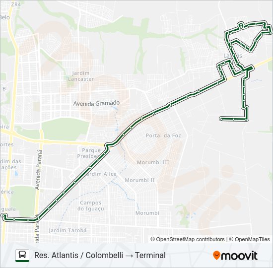 Mapa da linha 0225 TRÊS LAGOAS (CENTRO) de ônibus