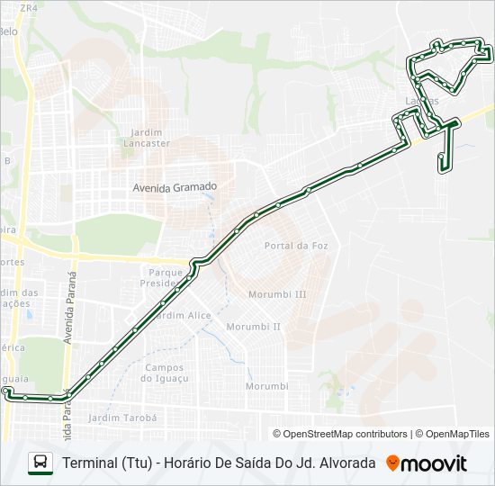 Mapa da linha 0225 TRÊS LAGOAS (CENTRO) de ônibus