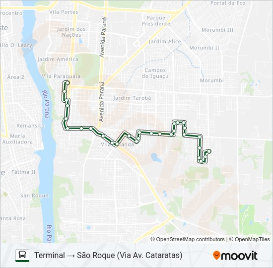 Mapa da linha 0380 JARDIM SÃO ROQUE / JARDIM AMÉRICA de ônibus
