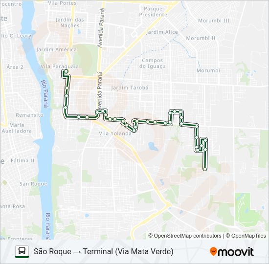 Mapa da linha 0380 JARDIM SÃO ROQUE / JARDIM AMÉRICA de ônibus