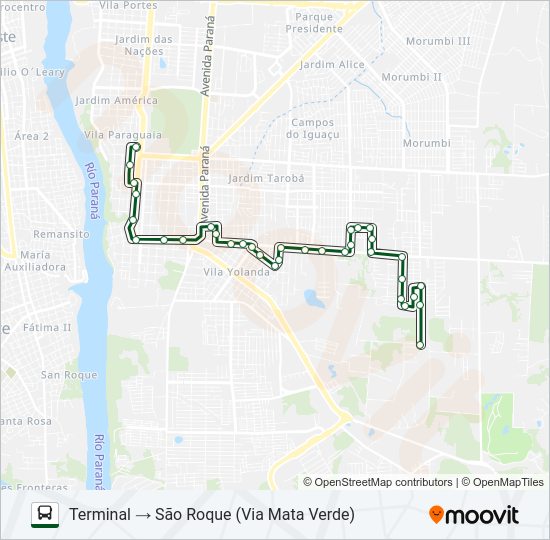 Mapa da linha 0380 JARDIM SÃO ROQUE / JARDIM AMÉRICA de ônibus