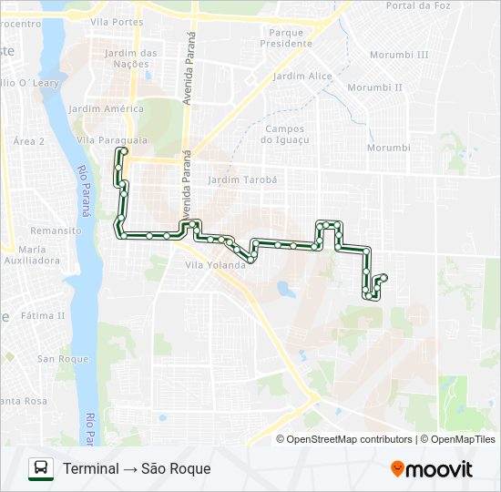 Mapa da linha 0380 JARDIM SÃO ROQUE / JARDIM AMÉRICA de ônibus