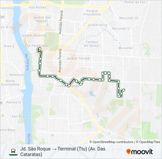 Mapa da linha 0380 JARDIM SÃO ROQUE / JARDIM AMÉRICA de ônibus