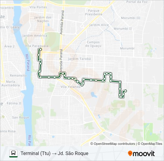 Mapa da linha 0380 JARDIM SÃO ROQUE / JARDIM AMÉRICA de ônibus