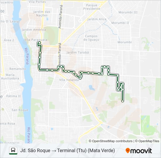 Mapa da linha 0380 JARDIM SÃO ROQUE / JARDIM AMÉRICA de ônibus