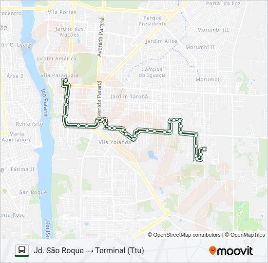 Mapa da linha 0380 JARDIM SÃO ROQUE / JARDIM AMÉRICA de ônibus