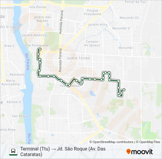 Mapa da linha 0380 JARDIM SÃO ROQUE / JARDIM AMÉRICA de ônibus