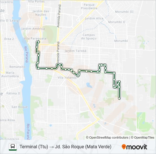 Mapa da linha 0380 JARDIM SÃO ROQUE / JARDIM AMÉRICA de ônibus