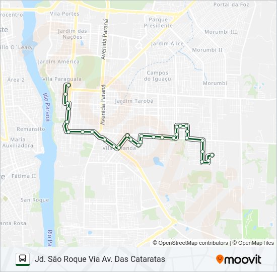 Mapa da linha 0380 JARDIM SÃO ROQUE / JARDIM AMÉRICA de ônibus