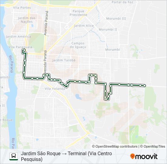 Mapa da linha 0380 JARDIM SÃO ROQUE / JARDIM AMÉRICA de ônibus