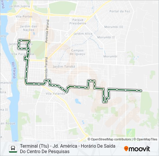 Mapa da linha 0380 JARDIM SÃO ROQUE / JARDIM AMÉRICA de ônibus