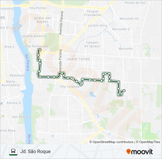 Mapa da linha 0380 JARDIM SÃO ROQUE / JARDIM AMÉRICA de ônibus