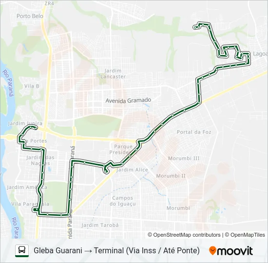0200 GLEBA GUARANI Bus Line Map