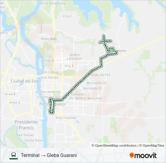 0200 GLEBA GUARANI Bus Line Map