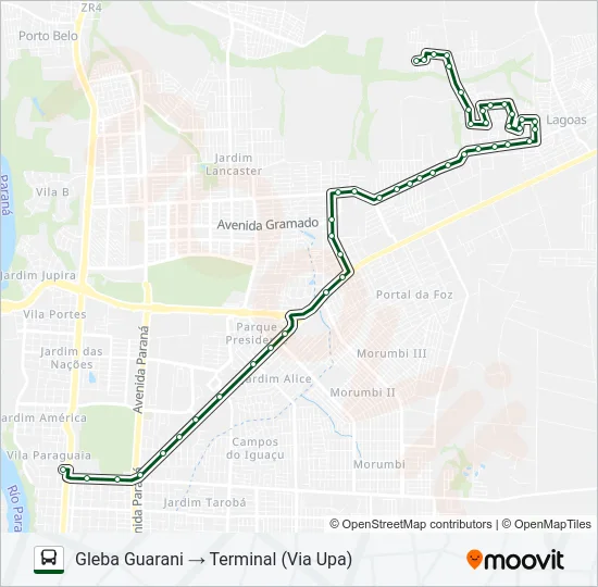 0200 GLEBA GUARANI Bus Line Map