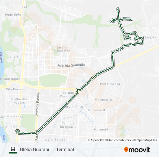 Mapa de 0200 GLEBA GUARANI de autobús