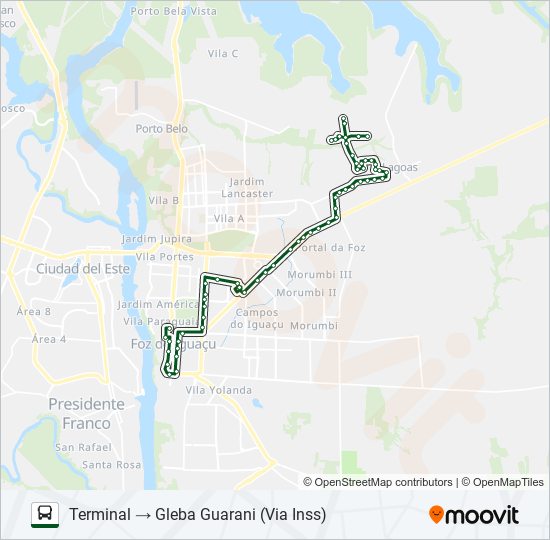 Mapa de 0200 GLEBA GUARANI de autobús