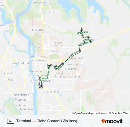 0200 GLEBA GUARANI Bus Line Map