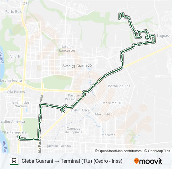 0200 GLEBA GUARANI bus Line Map