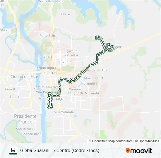 0200 GLEBA GUARANI Bus Line Map