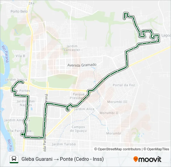 0200 GLEBA GUARANI Bus Line Map