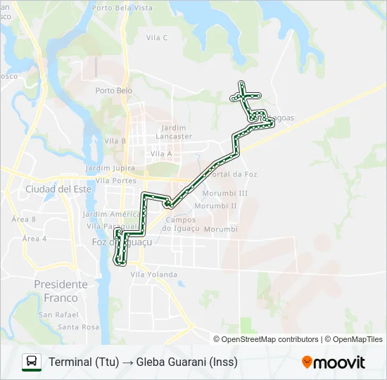 0200 GLEBA GUARANI Bus Line Map