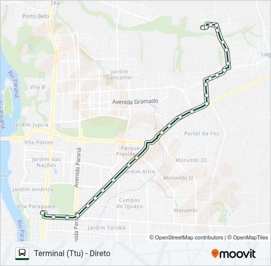 Mapa da linha 0200 GLEBA GUARANI de ônibus