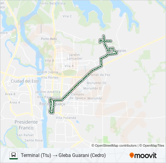 0200 GLEBA GUARANI bus Line Map