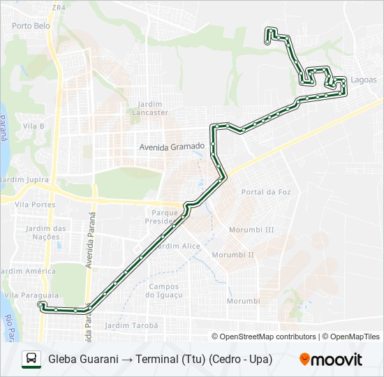 0200 GLEBA GUARANI bus Line Map