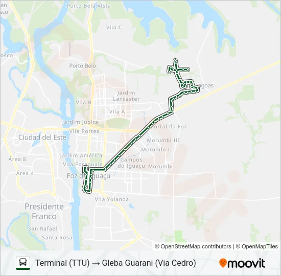 0200 GLEBA GUARANI Bus Line Map
