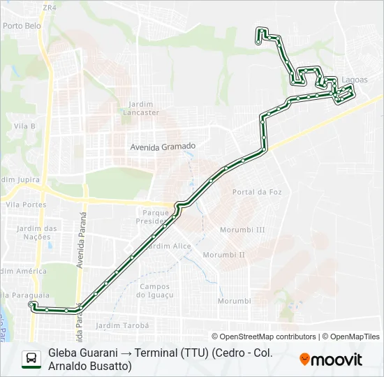 0200 GLEBA GUARANI Bus Line Map