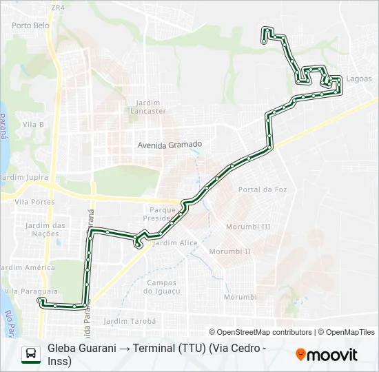 0200 GLEBA GUARANI Bus Line Map