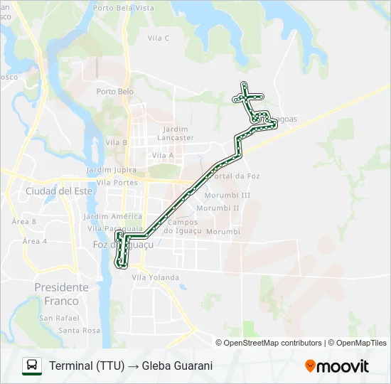 0200 GLEBA GUARANI Bus Line Map