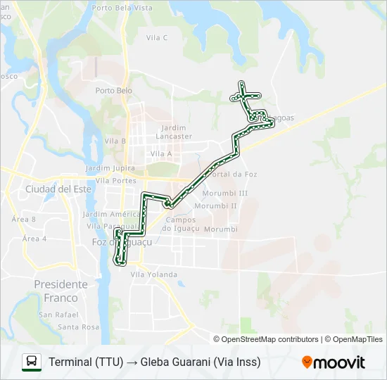 0200 GLEBA GUARANI Bus Line Map
