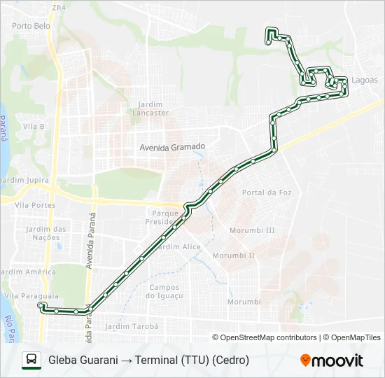 0200 GLEBA GUARANI Bus Line Map