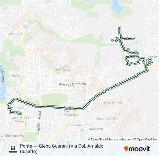 Mapa da linha 0205 SANTA RITA / PONTE de ônibus