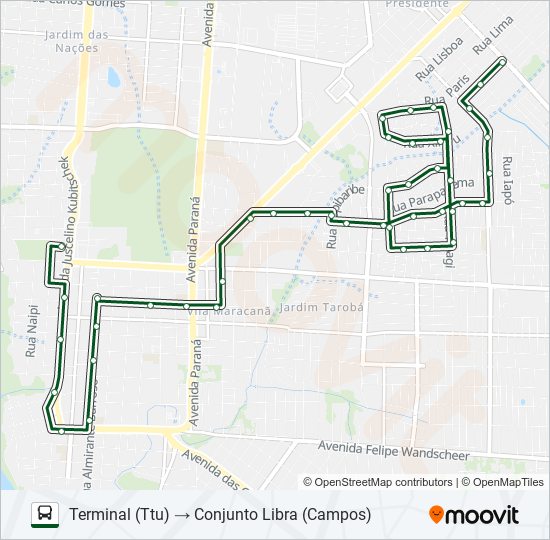 Mapa da linha 0310 CONJUNTO LIBRA de ônibus