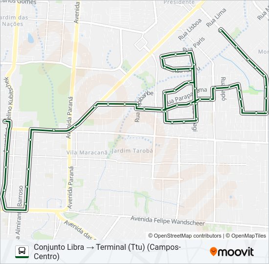 Mapa da linha 0310 CONJUNTO LIBRA de ônibus
