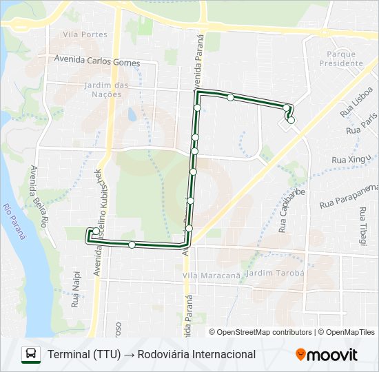 Mapa da linha 0045 RODOVIÁRIA de ônibus