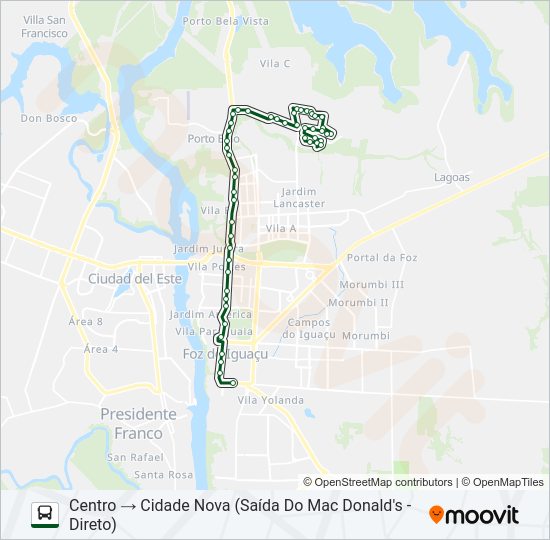Mapa da linha 0010 CIDADE NOVA de ônibus