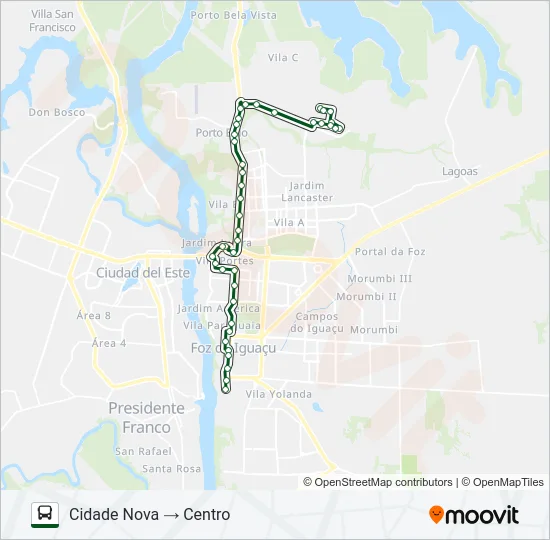 0010 CIDADE NOVA Bus Line Map