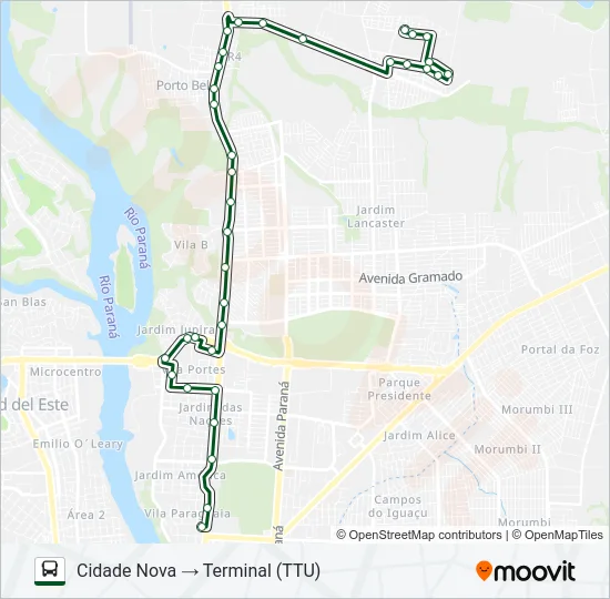 0010 CIDADE NOVA Bus Line Map