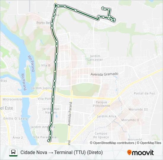 0010 CIDADE NOVA Bus Line Map