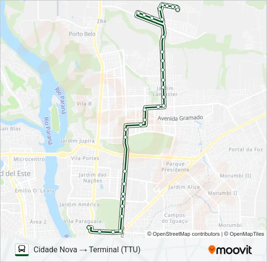0070 CIDADE NOVA (VIA INSS) Bus Line Map