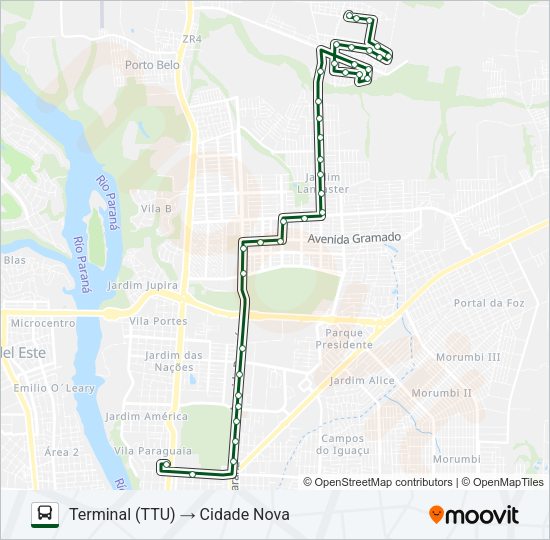 Mapa da linha 0070 CIDADE NOVA (VIA INSS) de ônibus