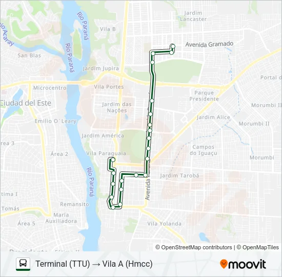 0050 VILA A (VIA AV. PARANÁ) Bus Line Map